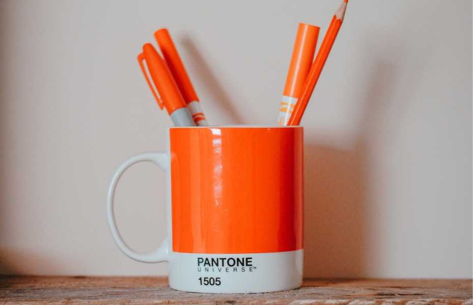 Mug holding pens and pencils